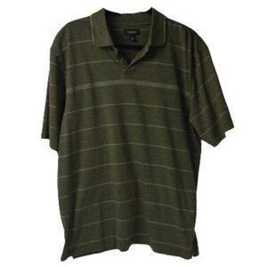 Mens VanHeusen Grey Stripe Polo Golf Shirt Size: L